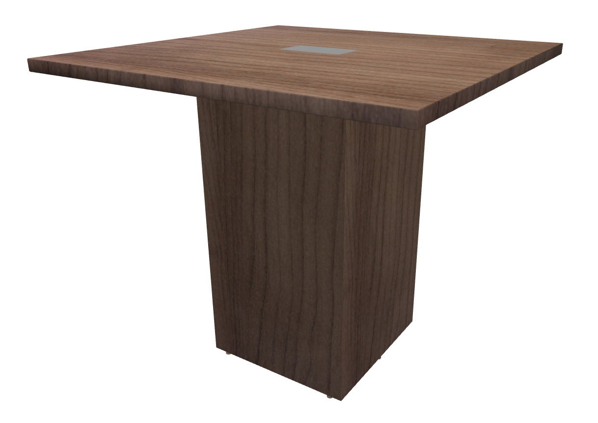 4ft Modern Walnut Square Standing Height Conference Table