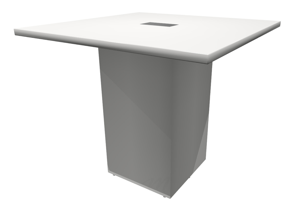 4ft White Square Standing Height Conference Table