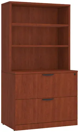 Lateral File with Bookcase Hutch - PL Laminate