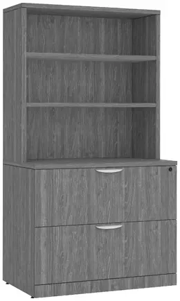 Lateral File with Bookcase Hutch - PL Laminate