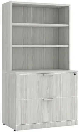 Lateral File with Bookcase Hutch - PL Laminate