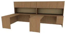 2 Person Desk with Hutch and Drawers - Concept 400E