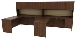 2 Person Desk with Hutch and Drawers - Concept 400E