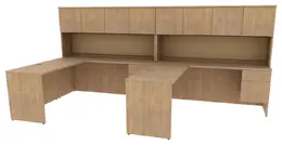 2 Person Desk with Hutch and Drawers - Concept 400E