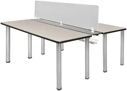 2 Person Workstation with Privacy Panels - Fusion