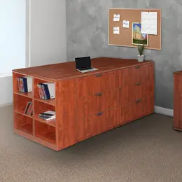 Lateral File Quad with Bookcase - Legacy