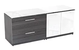 Combo Storage Credenza with Glass Top - Potenza