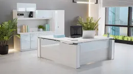 Height Adjustable L Shape Desk with Storage - Elevare