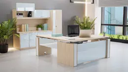 Height Adjustable L Shape Desk with Storage - Elevare