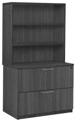 Lateral File Cabinet with Bookcase Hutch - Amber