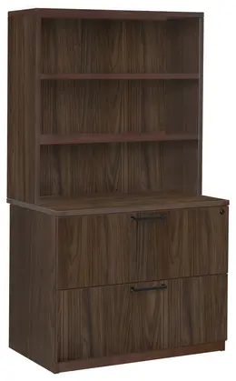 Lateral File Cabinet with Bookcase Hutch - Amber