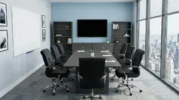 Conference Table with Chairs and Storage Set - HL