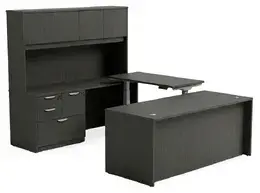 U Shaped Sit Stand Desk with Hutch - HL