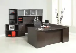 Bow Front U Shaped Desk with Storage - Step Front