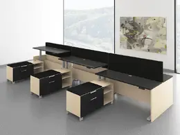 6 Person Height Adjustable Workstation with Power - Apex