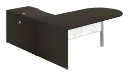 L Shaped Peninsula Desk with Glass Modesty Panel - Potenza