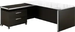 Executive L Shaped Desk with Drawers and Glass Desktop