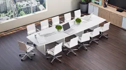 Boat Shaped Conference Table and Chairs Set - Potenza