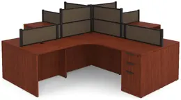 4 Person Desk with Fabric Privacy Panels - PL Laminate