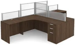 2 Person Desk with Acrylic Dividers - PL Laminate
