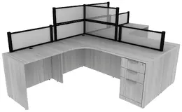 2 Person Desk with Acrylic Dividers - PL Laminate