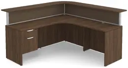 L Shaped Reception Desk with Divider Panels - PL Laminate