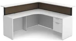 L Shaped Reception Desk with Divider Panels - PL Laminate