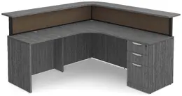 L Shaped Reception Desk with Divider Panels - PL Laminate