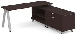 L Shaped Desk with Metal Legs - Elements