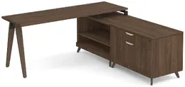 L Shaped Desk with Wood Legs - Elements