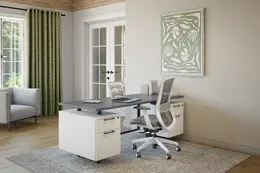 Double Pedestal Desk with Modesty Panel - Riser