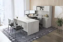 U Shaped Desk with Hutch - PL Laminate