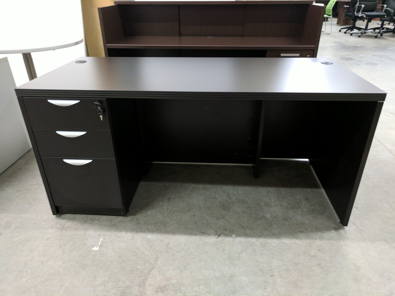 Dark Walnut Express Laminate Executive Desk With Drawers