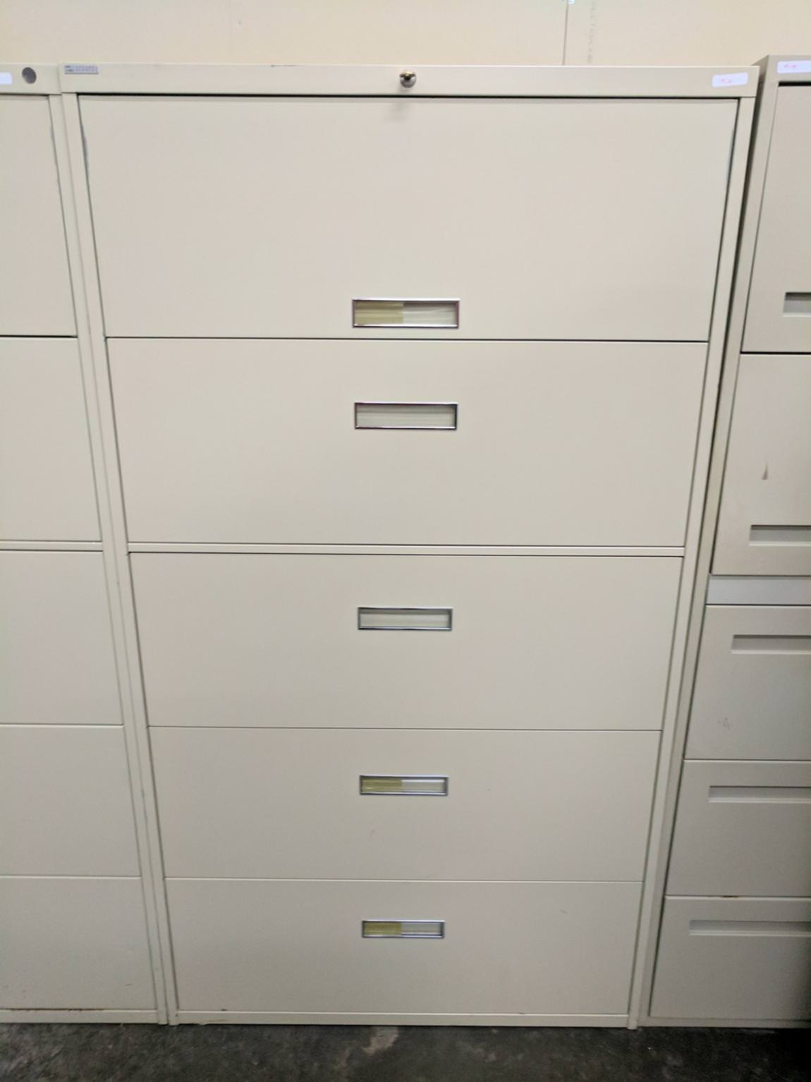 Steelcase 5 Drawer Putty Lateral File Cabinet 36 Inch Wide