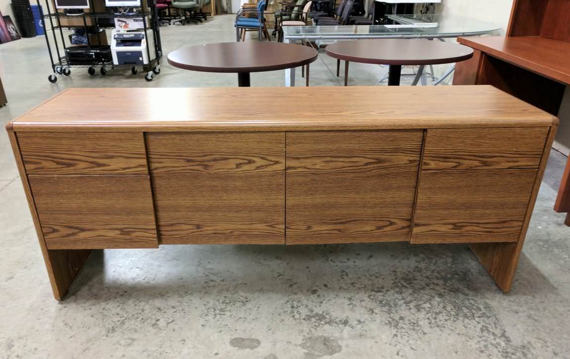 Oak Laminate Credenza Storage Cabinet