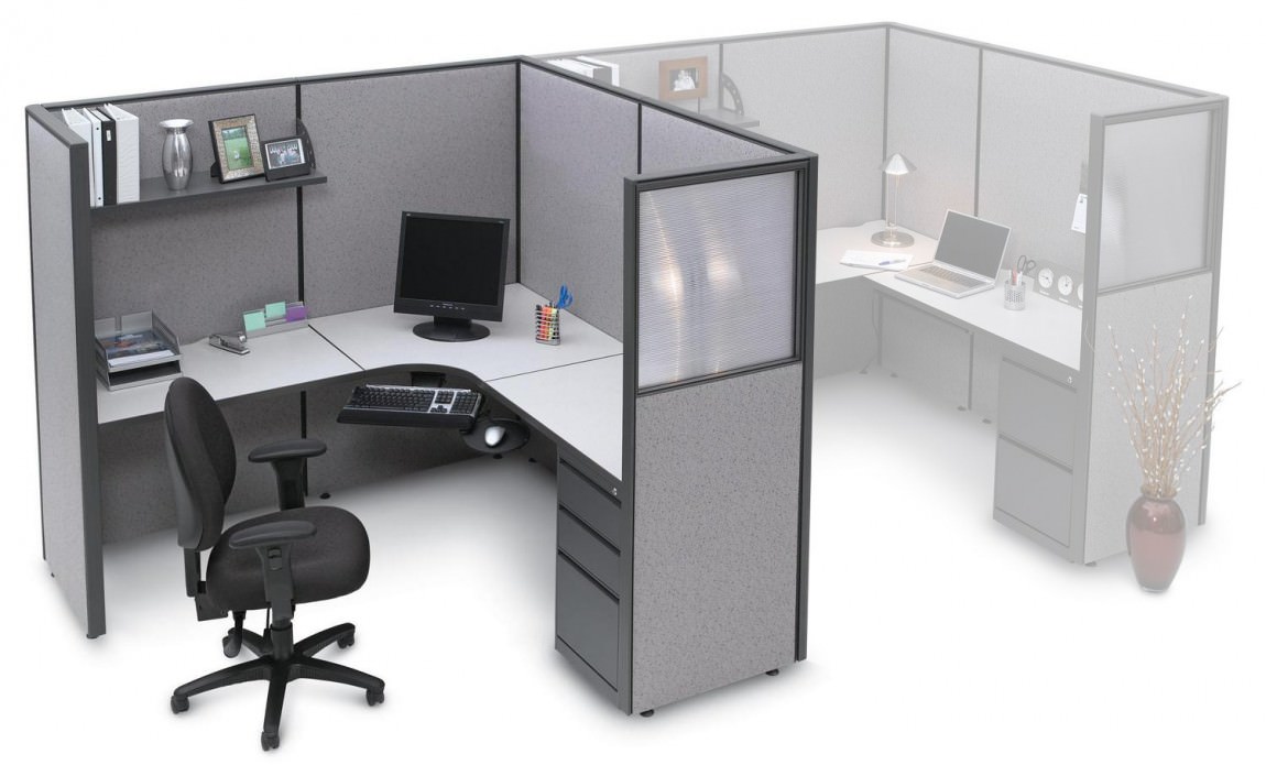 L Shaped Cubicle Desk with Drawers