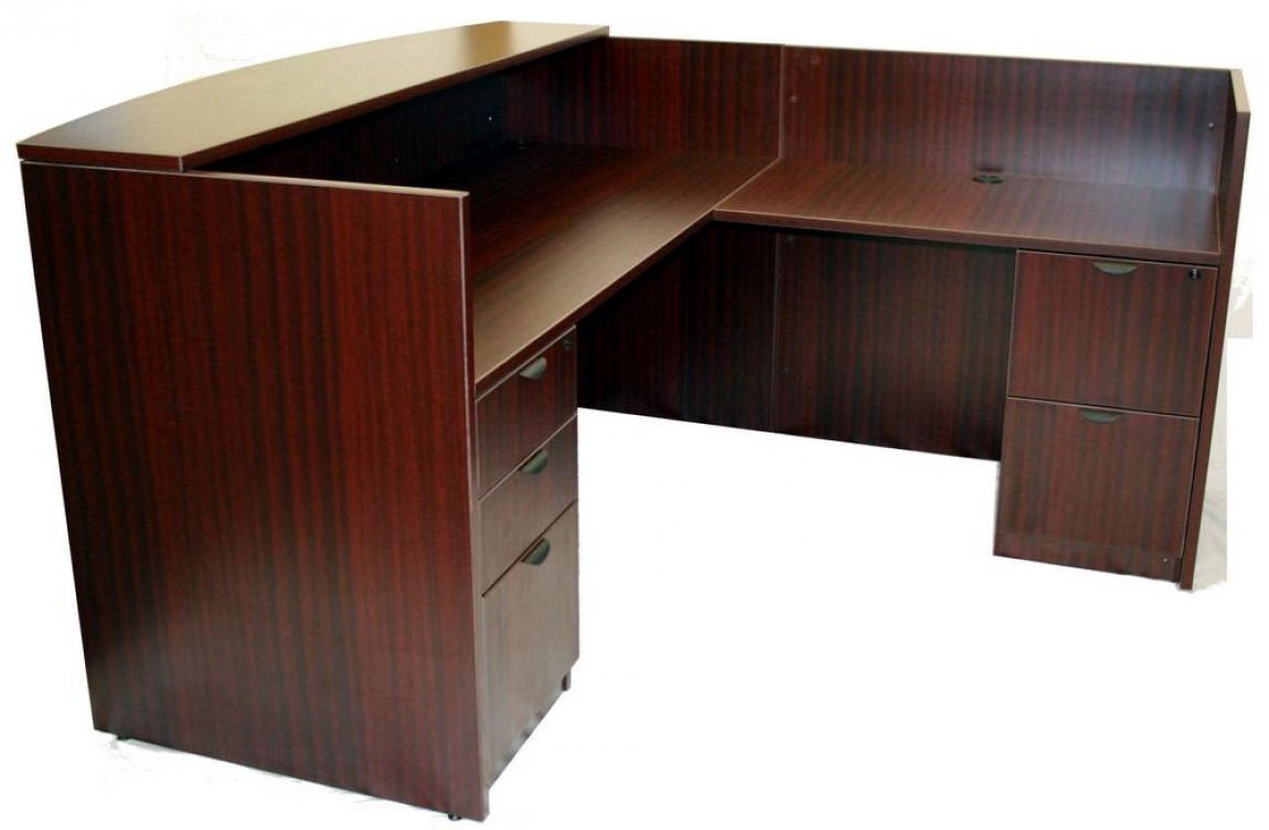 Mahogany Reception Desk L Shape with Locking Drawers