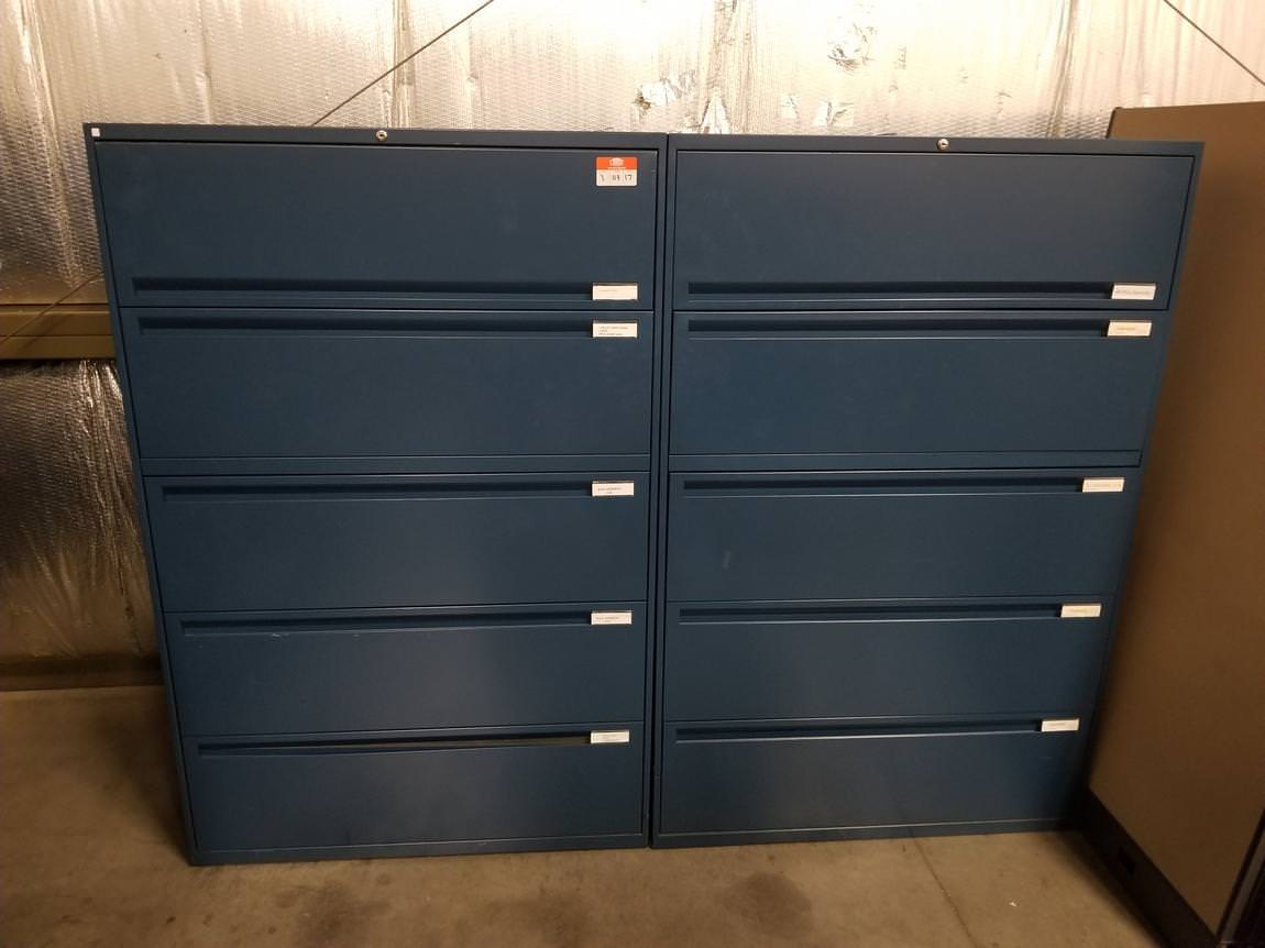 Storwal 5 Drawer Blue Lateral Filing 42 Inch Wide