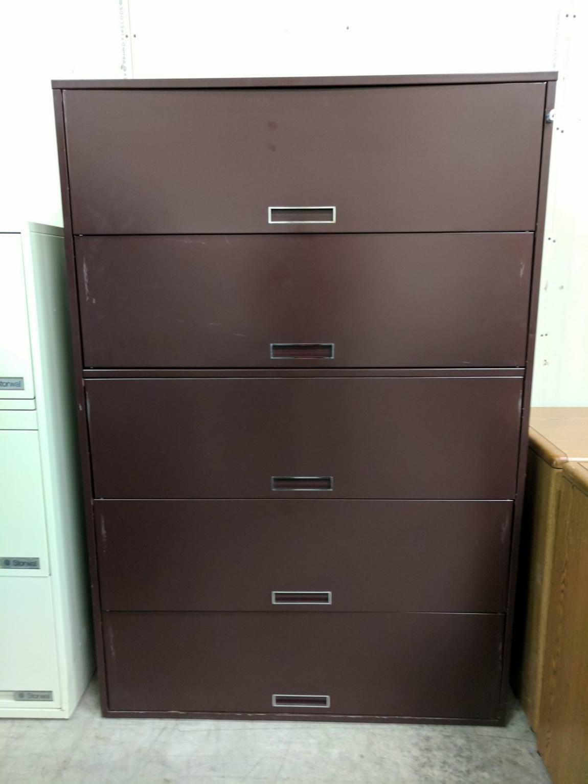 Burgundy 5 Drawer Lateral File 42 Inch Wide