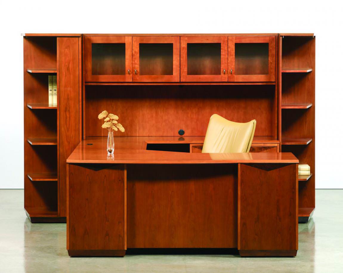 U-Shape St. Clair Series Desk with Hutch and Corner Bookcases