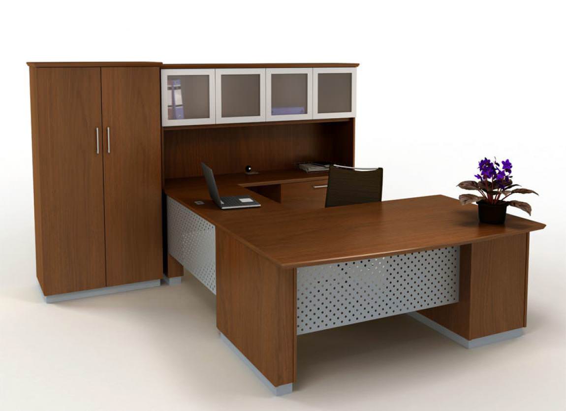 U-Shape Metallix Series Desk with Hutch and Storage Cabinet