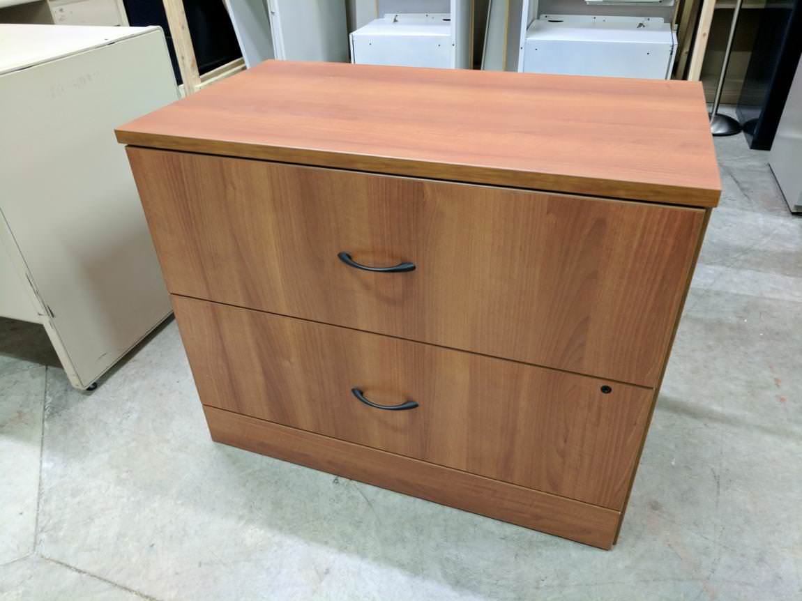 2 Drawer Cherry Laminate Lateral Filing Cabinets - 36 Inch ...