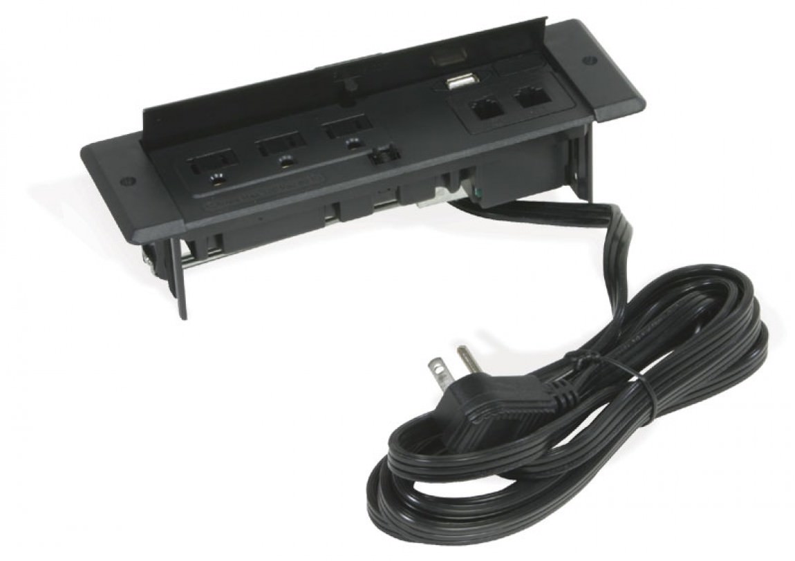 Black Conference Table Power Strip by Jasper Desk
