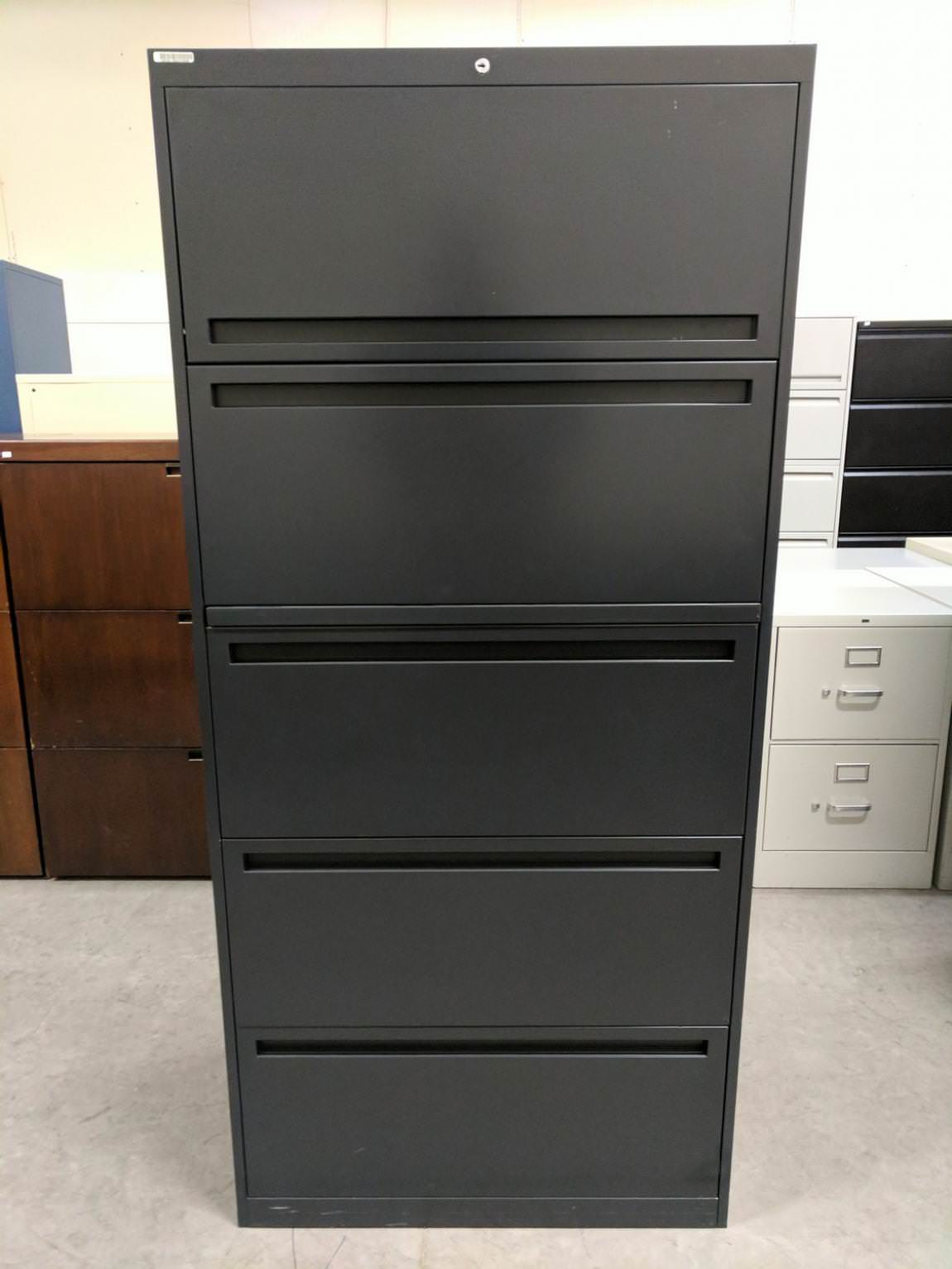 Charcoal 5 Drawer Lateral File 30 Inch Wide