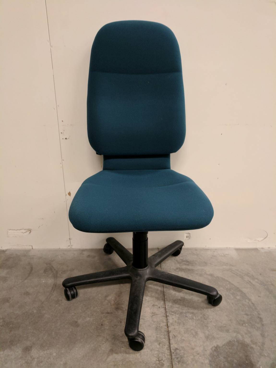 Teal Steelcase High-Back Rolling Office Chair without Arms : Steelcase