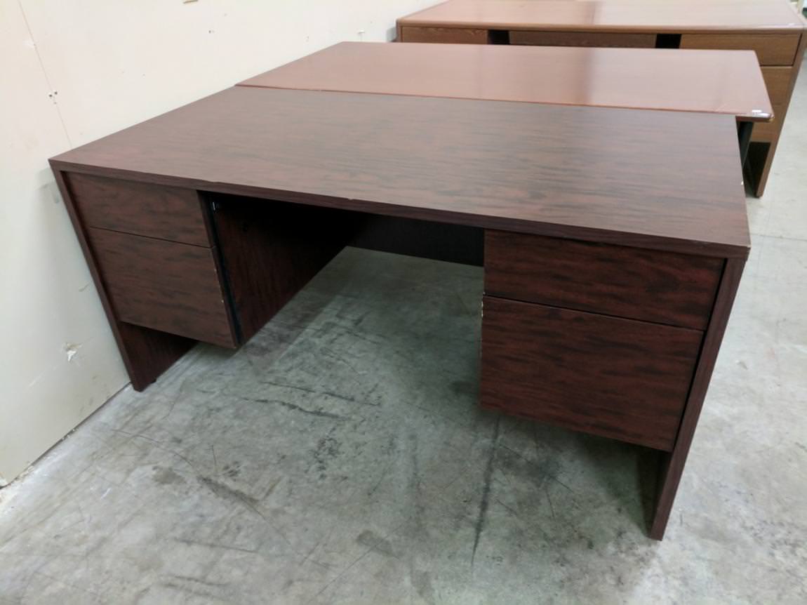 Mahogany Laminate Desk with Drawers
