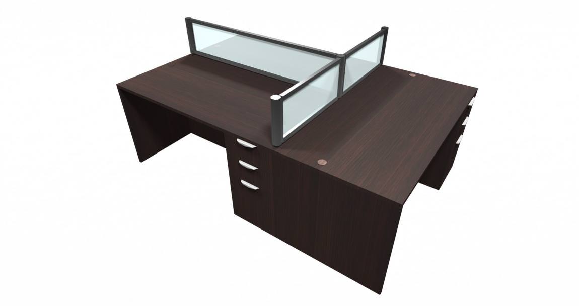 3 Person Desk with Privacy Desk Divider