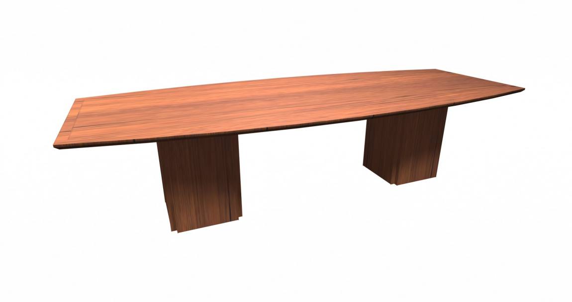 Contemporary Boat Shape Conference Table Square Base
