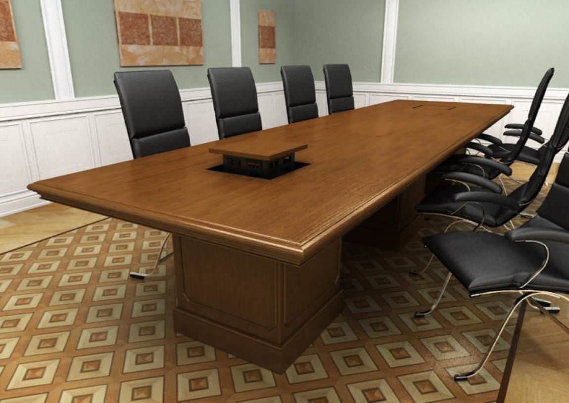 Traditional Wood Conference Table - Square Base