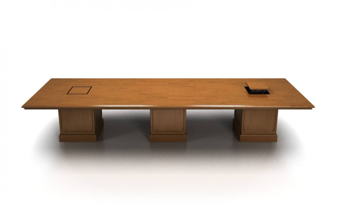 Traditional Wood Conference Table - Square Base